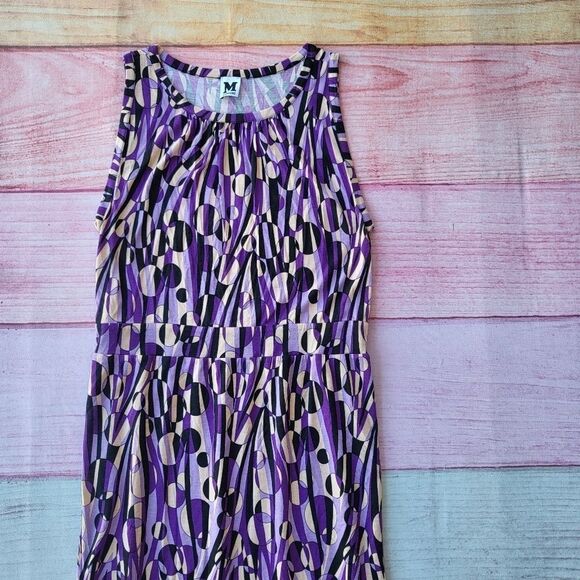 M Missoni Purple Geometric Print Jersey Knit‎ Retro Mini Shift Dress 10US - Picture 4 of 8